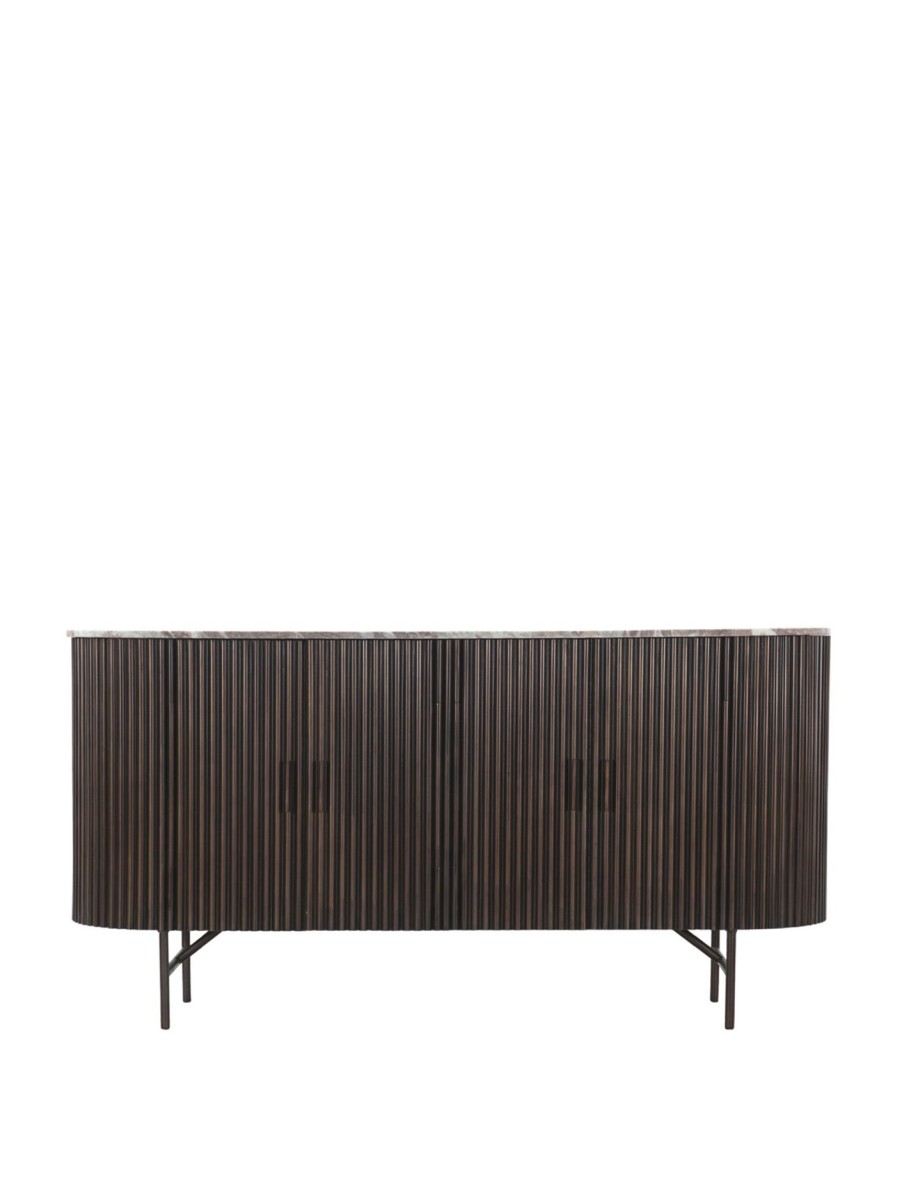 Furniture & Outdoor Barker and Stonehouse Sideboards | Gion Brown Marble 4 Doors Sideboard With Wave Metal Base