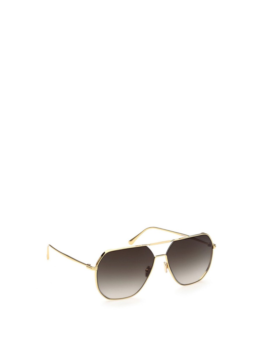 Men Tom Ford Men's Men'S Sunglasses | Gilles 02 Metal Mens Sunglasses Shiny Deep Gold/Gradient Smoke