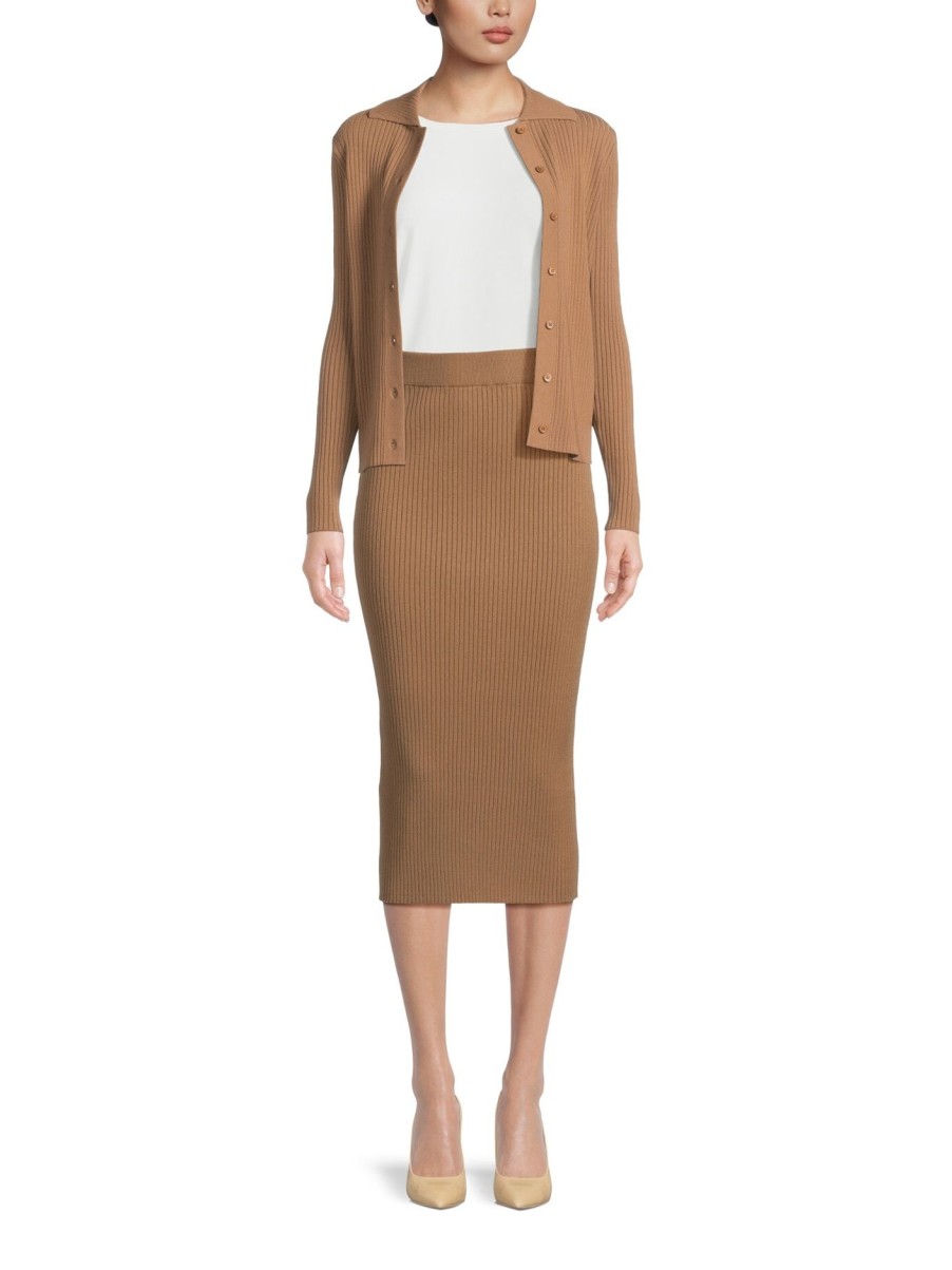 Women Weekend Max Mara Skirts | Calotta Knitted Midi Skirt Brown