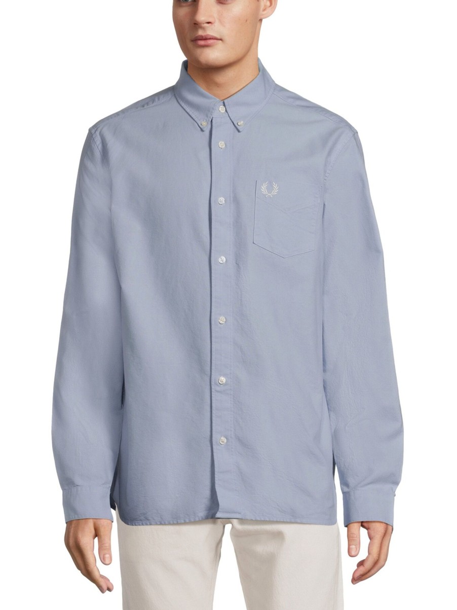 Men Fred Perry Shirts | Oxford Shirt Light Smoke