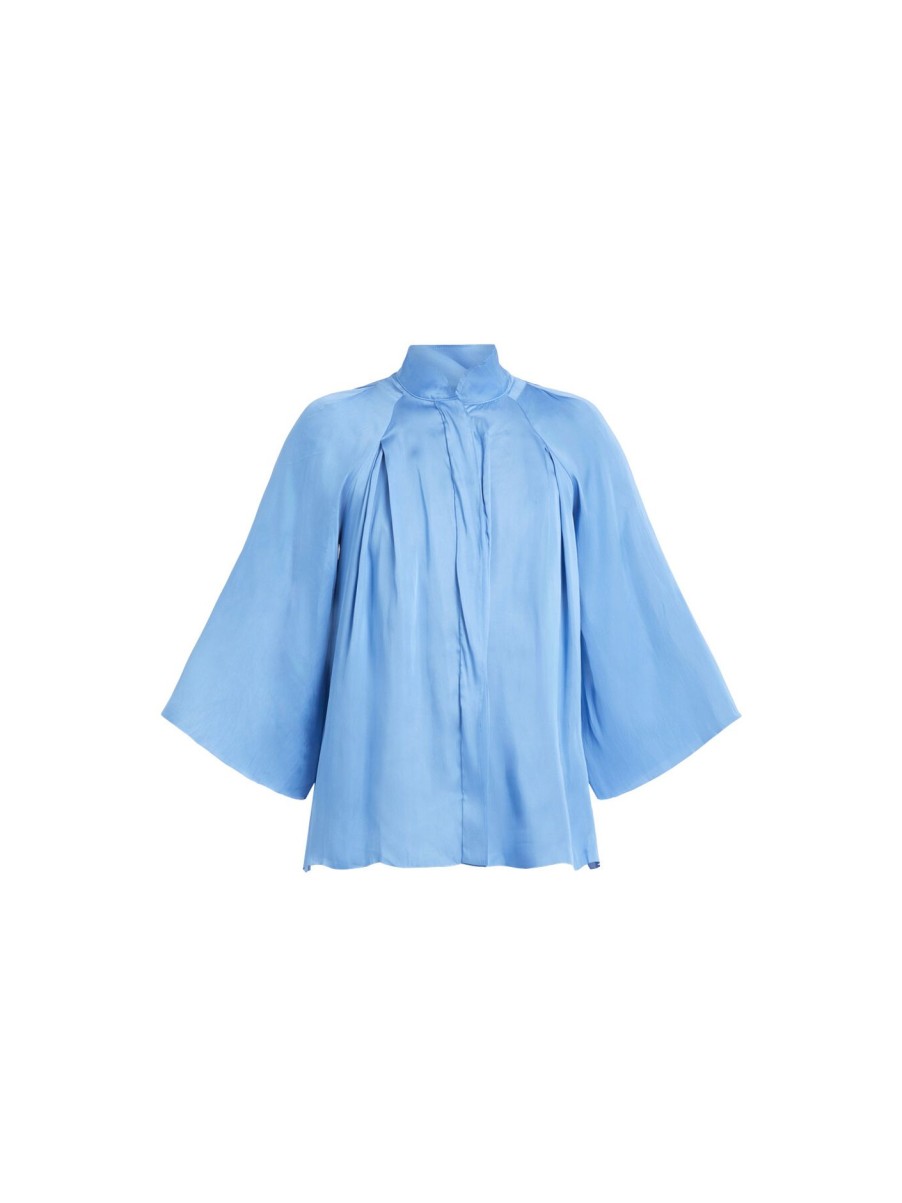 Women DAY Birger et Mikkelsen Tops | Jules Modern Drape Top Silver Lake Blue