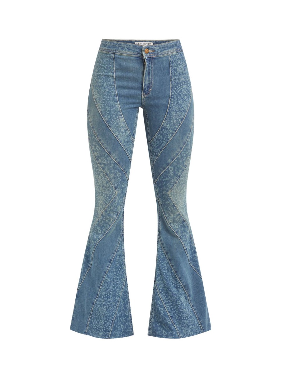 Women Free People Jeans | Mermaid Mid Rise Flare Low Tide