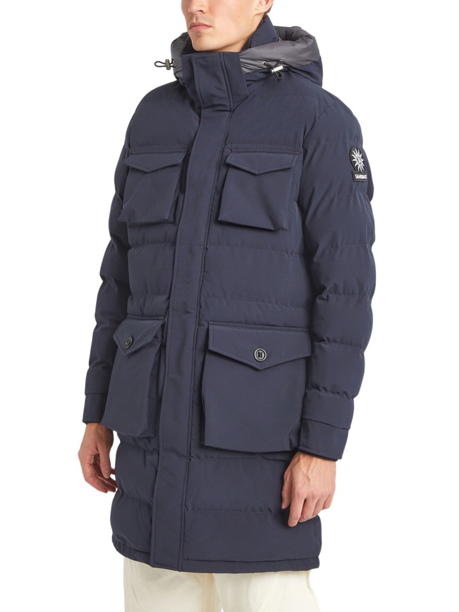 Men Sandbanks Coats & Jackets | Branksome Long Puffer Jacket Navy