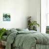 Home & Tech Piglet in Bed Bedroom | Pembroke Stripe Linen Duvet Cover Pine Green