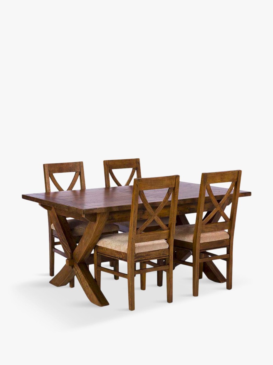 Furniture & Outdoor Barker and Stonehouse Extending Dining Tables | New Frontier X Leg Extending Dining Table And 4 Chairs Mango Wood