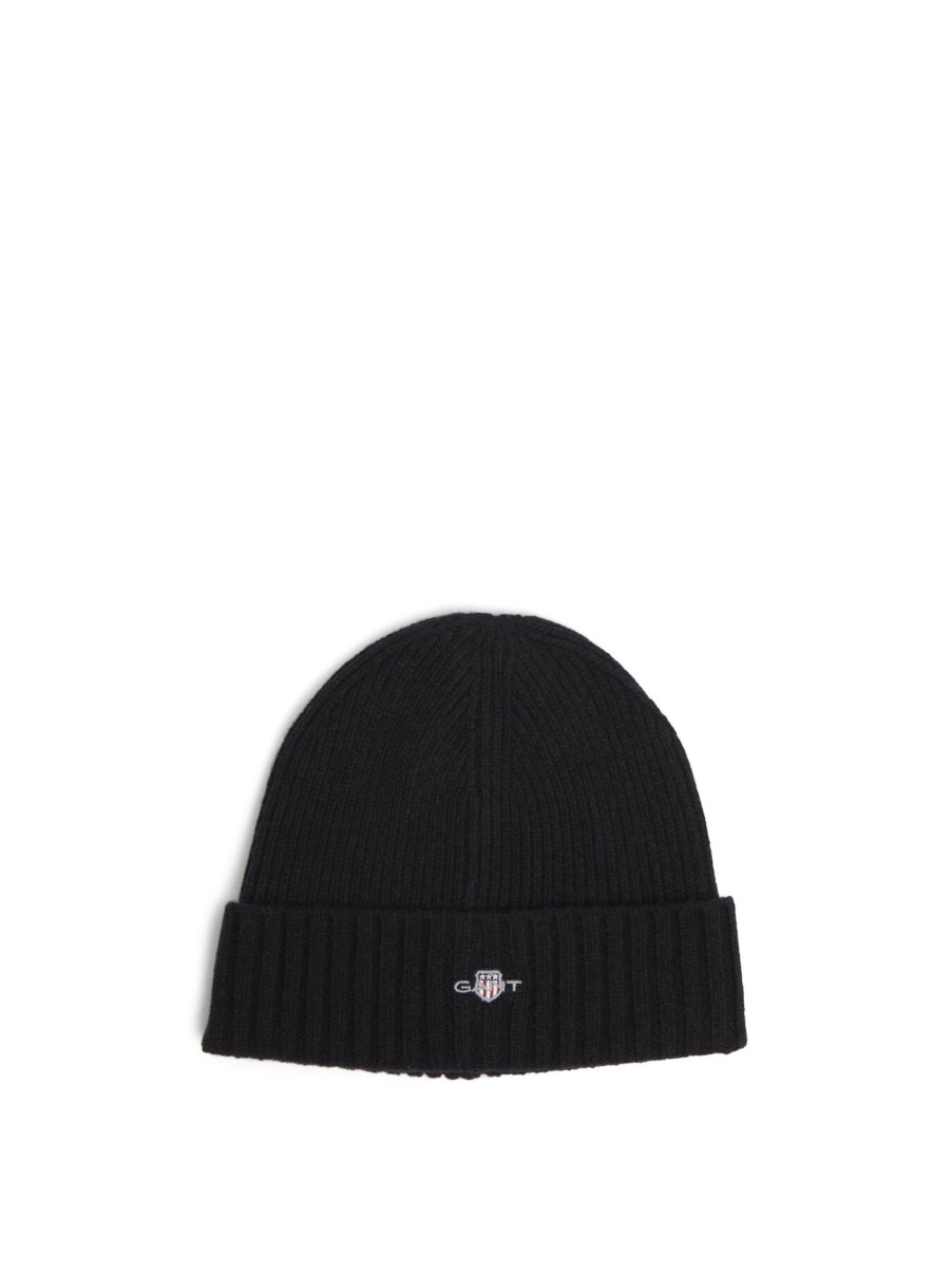 Men GANT Hats | Unisex Shield Wool Beanie Black