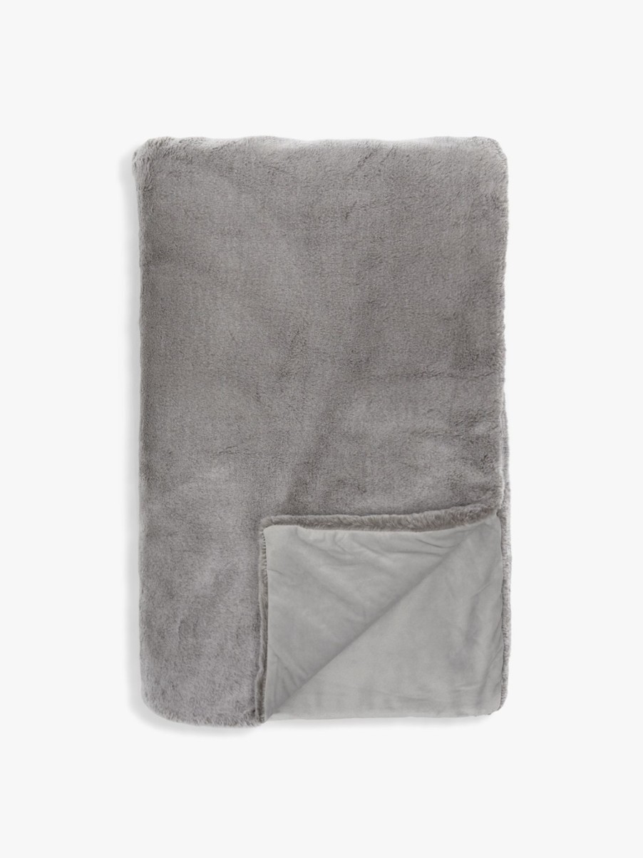 Home & Tech Fenwick Throws & Blankets | Faux Fur Blanket Feather Grey