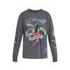 Men Ed Hardy T-Shirts | True Till Rose Snake Long Sleeve T Shirt Washed Black