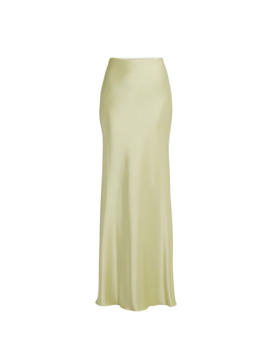 Women Nanushka Skirts | Fea Maxi Slip Satin Skirt Lime Yellow