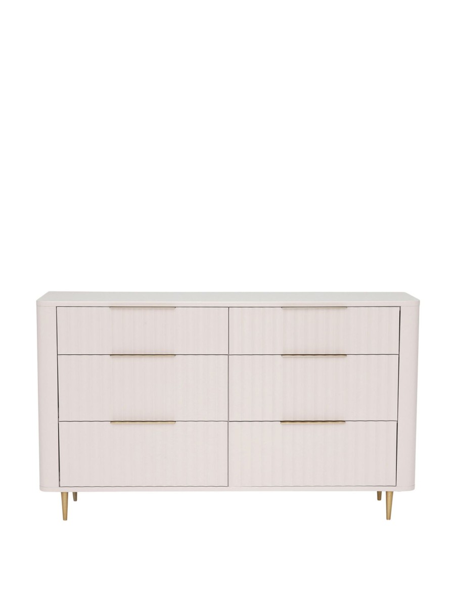 Furniture & Outdoor Barker and Stonehouse Chest Of Drawers | Lucia 6 Drawer Wide Chest White Mahogany