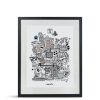 Home & Tech Lines Behind Wall Art & Frames | Newcastle Location A3 Print With Frame