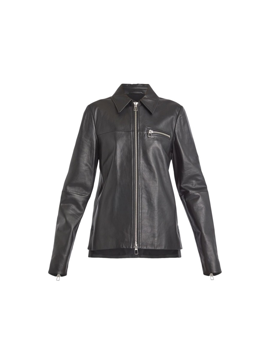 Women Sportmax Coats & Jackets | Gel Leather Jacket Black