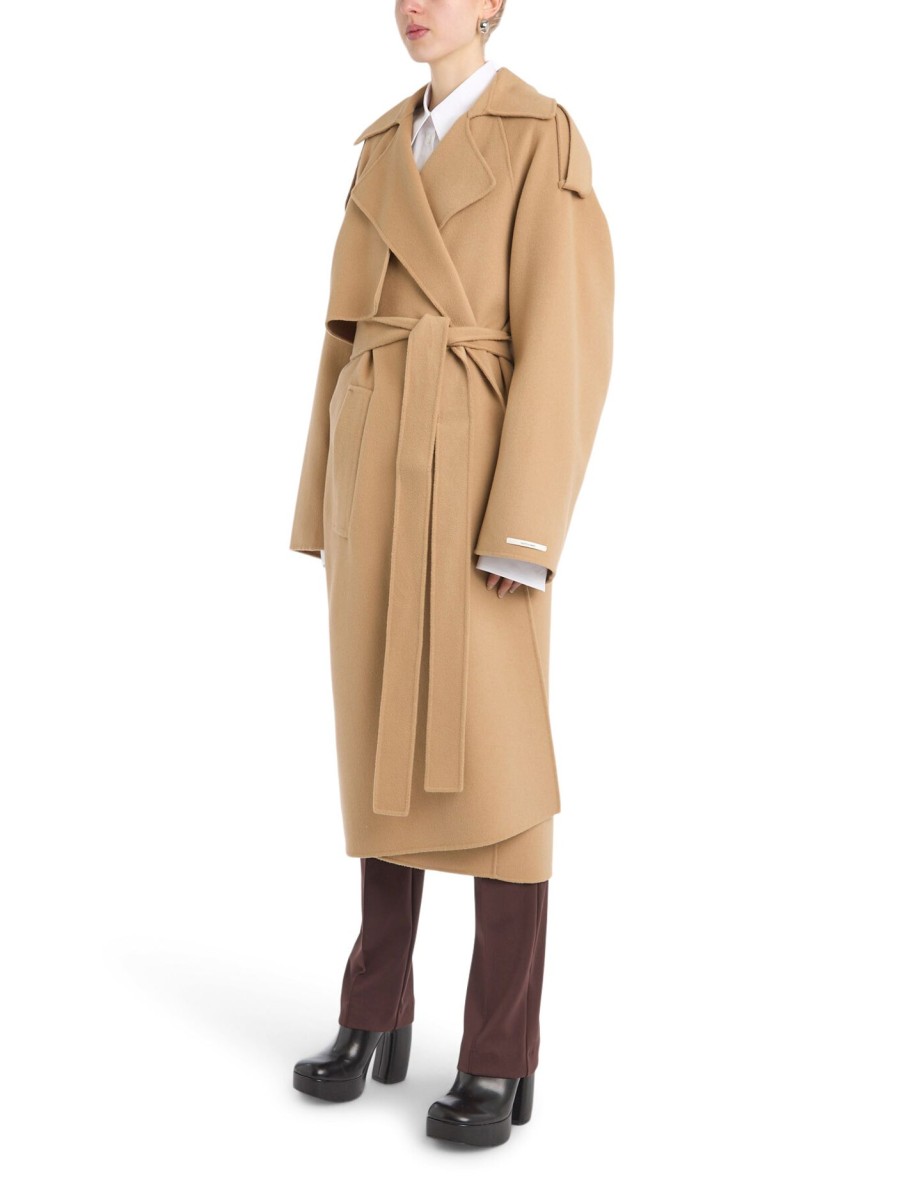 Women SportMax Coats & Jackets | Fiore Oversized Coat Beige