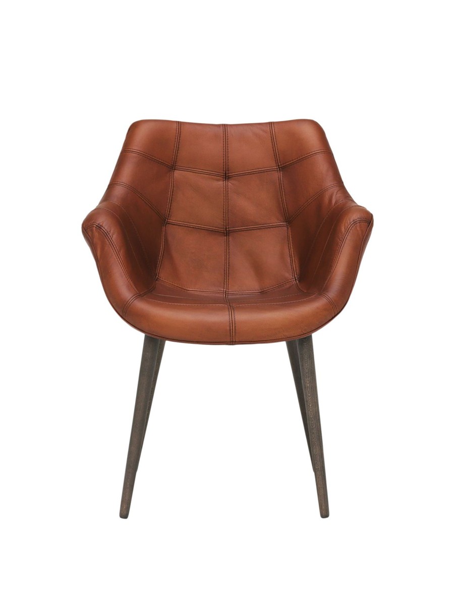 Furniture & Outdoor Barker and Stonehouse Dining Chairs | Birinus Leather Dining Chair, Light Matt Brown