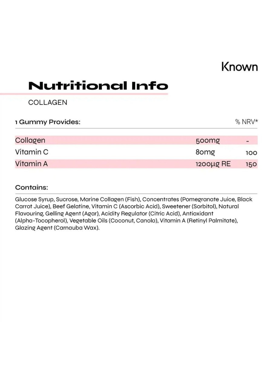 Beauty Known Nutrition Supplements | Hydrolysed Marine Collagen Gummies