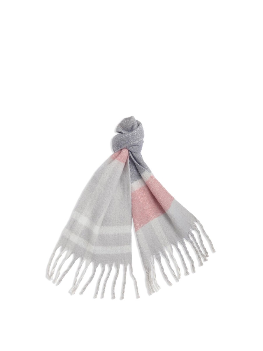 Women Barbour Scarves | Barbour Isla Tartan Boucle Scarf Pink/Grey Tartan