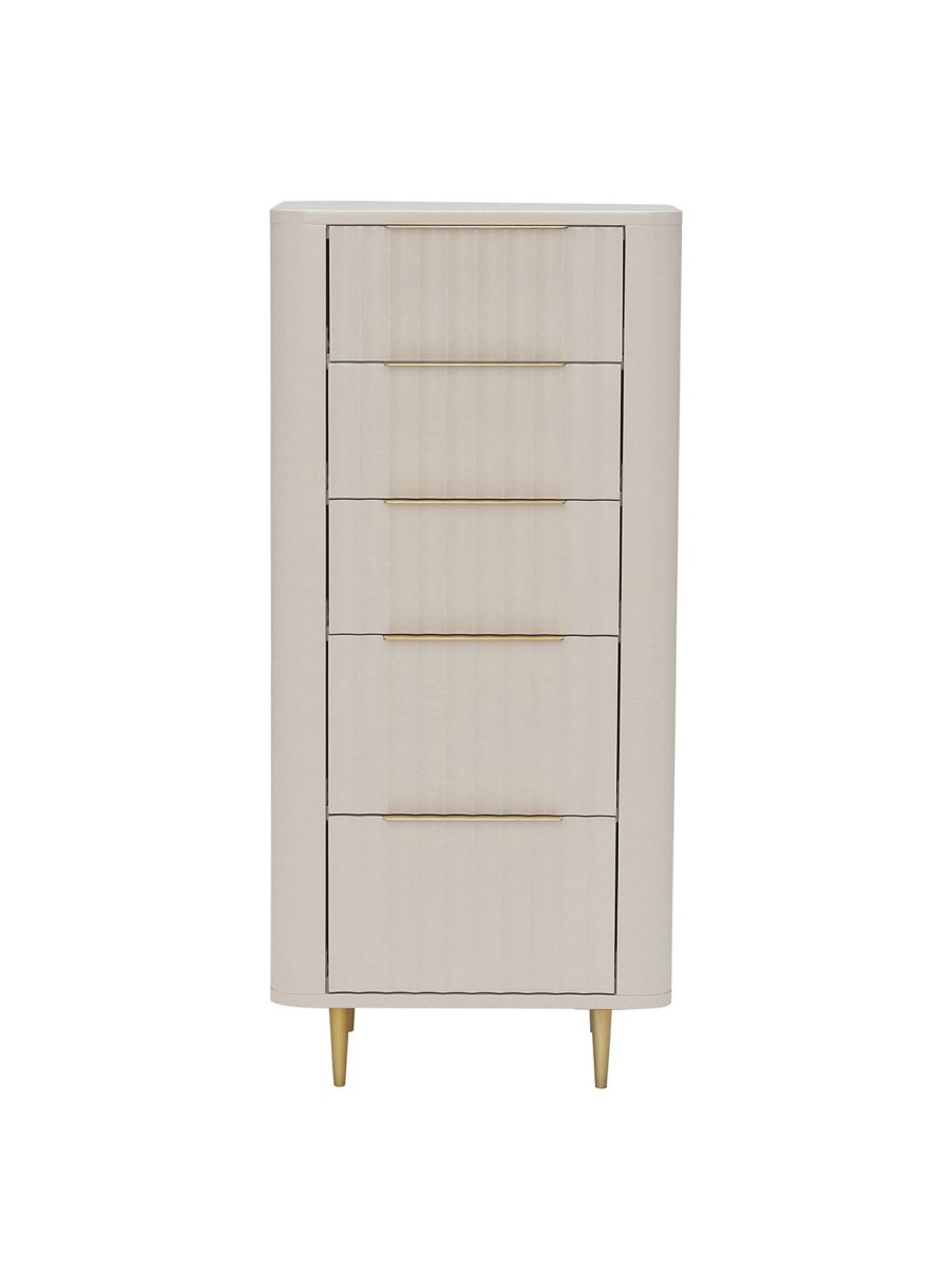 Furniture & Outdoor Barker and Stonehouse Chest Of Drawers | Lucia 5 Drawer Tall Chest White Mahogany