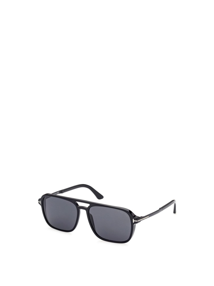 Men Tom Ford Men's Men'S Sunglasses | Crosby Acetate Aviator Mens Sunglasses Shiny Black/Smoke