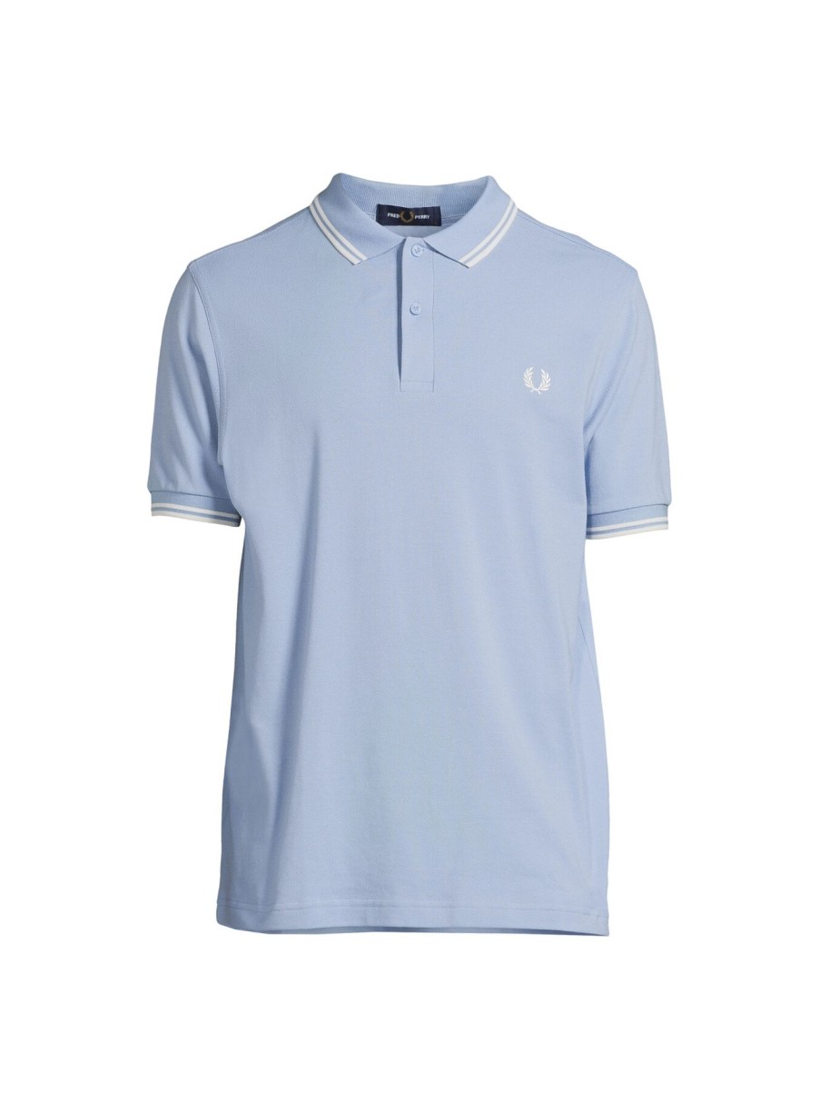 Men Fred Perry Polo & Rugby Shirts | Twin Tipped Fred Perry Shirt Sky/Snow/Snow