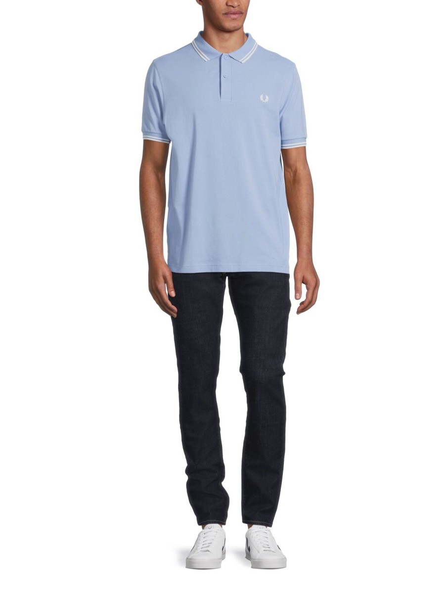 Men Fred Perry Polo & Rugby Shirts | Twin Tipped Fred Perry Shirt Sky/Snow/Snow