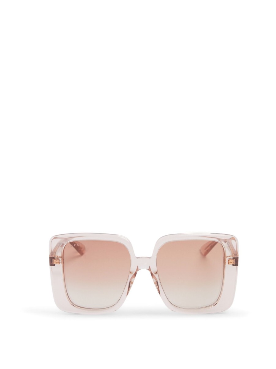 Women GUCCI Sunglasses | Oversized Recycled Acetate Sunglasses Beige-Beige-Brown