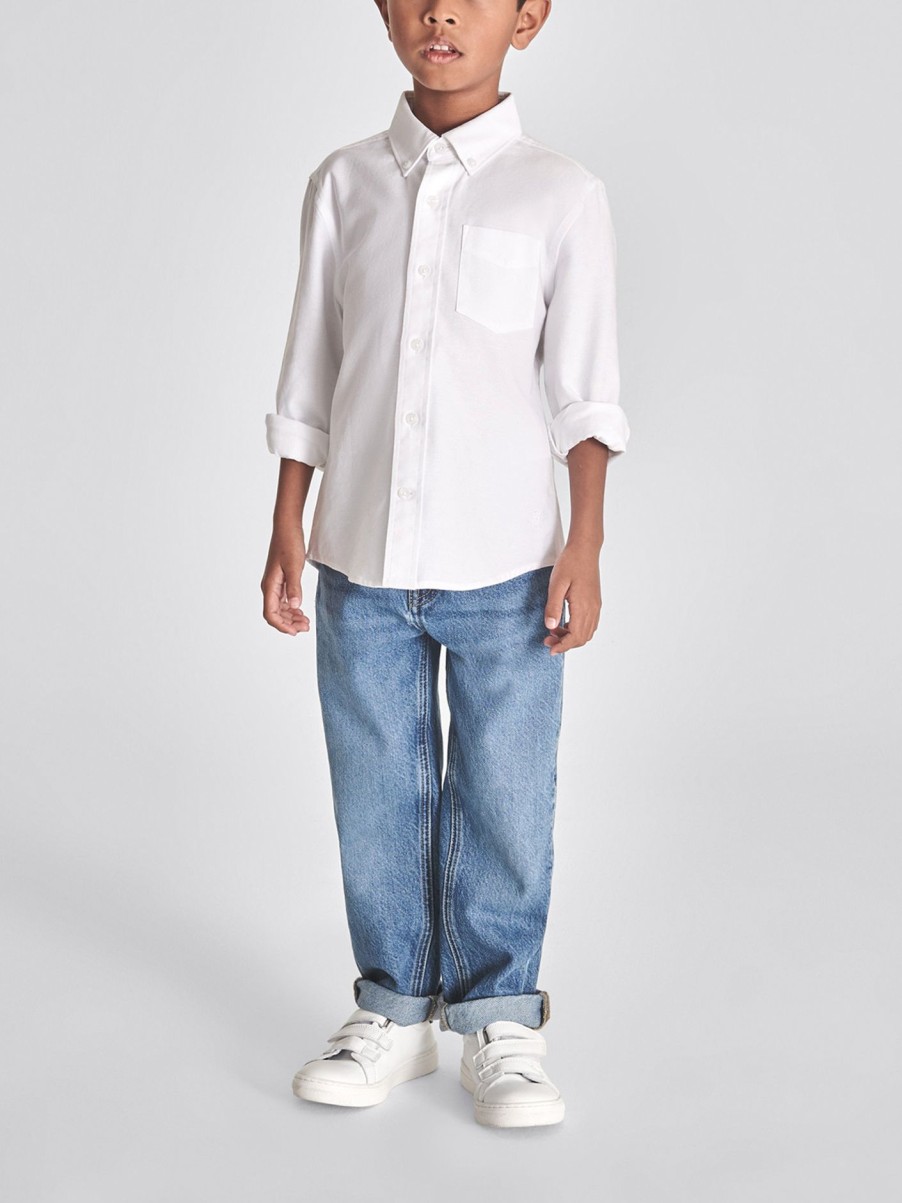 Kids REISS Shirts | Greenwich Button-Down Oxford Shirt White