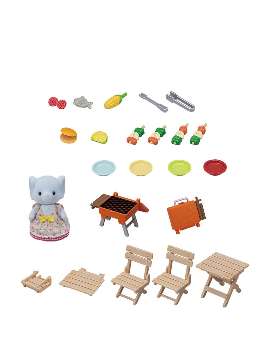 Kids Sylvanian Families Action Figures & Dolls | Bbq Picnic Set Elephant Girl