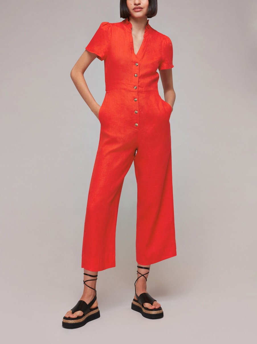 Women Whistles Jumpsuits & Playsuits | Emmie Linen Jumpsuit Red